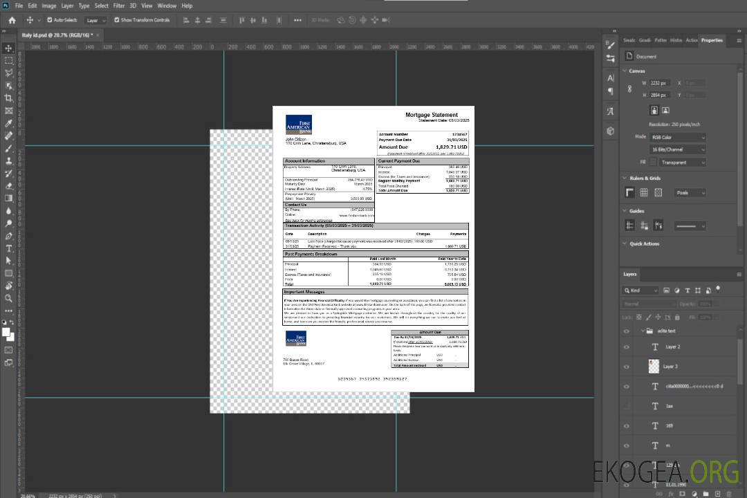 Relevé hypothécaire de la USA First America Bank aux formats Word et PDF template Relevé hypothécaire de la USA First America Bank aux formats Word et PDF template